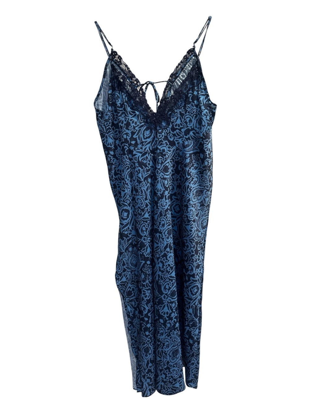 Free People Blue Jacquard Slip Dress with Blue Lace Trim NWT - Picture 6 of 8